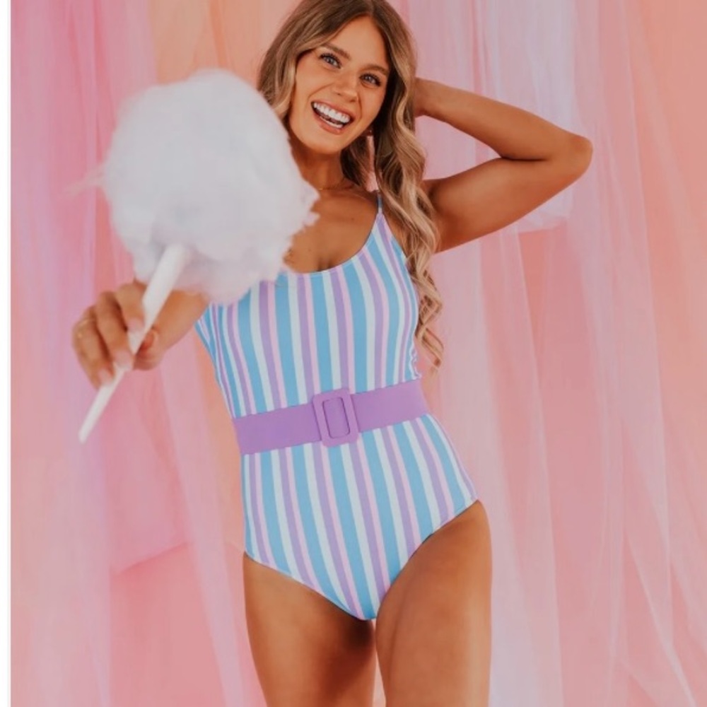 NEW Pink Desert Belted One Piece Bathing-Suit